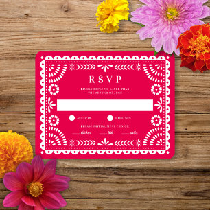Papel Picado Shock rosa Bröllop Reply OSA kort