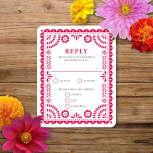 Papel Picado Shock rosa   Bröllop Reply OSA kort