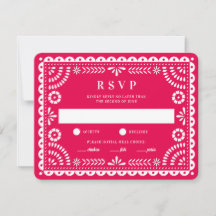Papel Picado Shock rosa | Bröllop Reply OSA kort