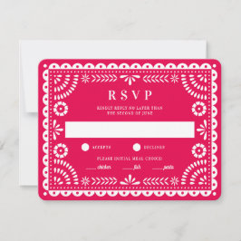Papel Picado Shock rosa | Bröllop Reply OSA kort