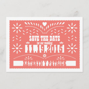 Papel Picado Spara datum Bröllopsannonsering Inbjudningar