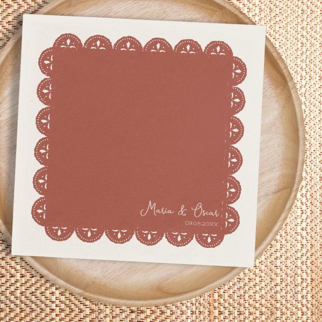 Papel Picado Terracotta Mexican Bröllop Pappersservett (Papel Picado Terracotta Mexican Wedding Napkins)