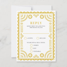 Papel Picado Warm Gult | Bröllop Reply OSA kort