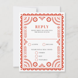 Papel Picado Warm Red | Bröllop Reply OSA kort