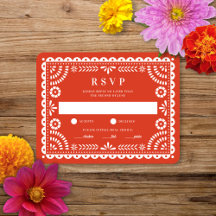 Papel Picado Warm Red | Bröllop Reply OSA kort