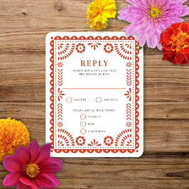 Papel Picado Warm Red | Bröllop Reply OSA kort