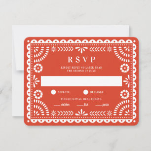 Papel Picado Warm Red Bröllop Reply OSA kort