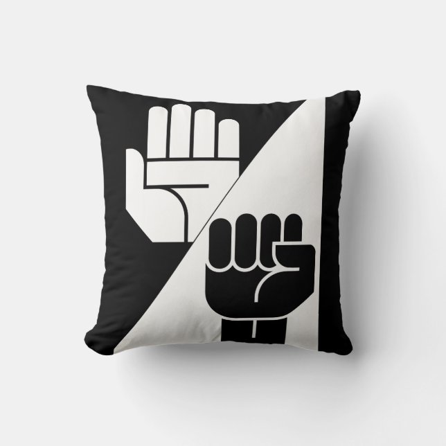 Paper Beats Rock – Minimalist Black & White art Kudde (Framsida)