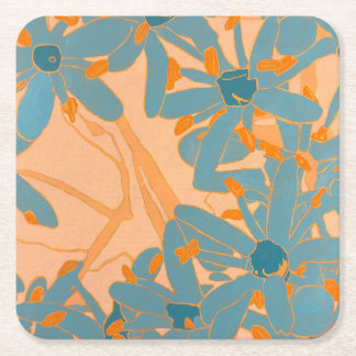 Paper Coaster Contemporary Leaf Design in Peach Underlägg Papper Kvadrat