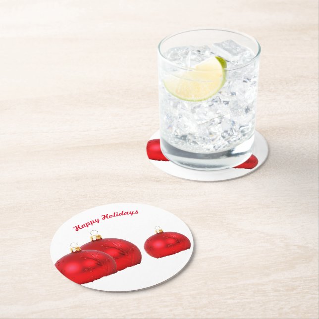 Paper Coaster Happy Holidays Underlägg Papper Rund (Insitu)