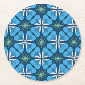 Paper Coaster in bright blue clover geometric Underlägg Papper Rund