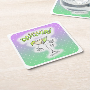 PAPER COASTERS - DAIQUIRI RECEPT COCKTAIL KONST UNDERLÄGG PAPPER KVADRAT