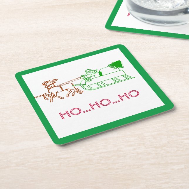 Paper Coasters - Tomte och renar Underlägg Papper Kvadrat (Vinklad)