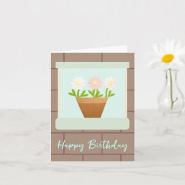 Paper Craft Daisies at House Window Birthday Card Kort