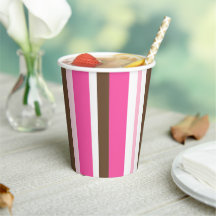Paper Cup Brown & Pink Stripe