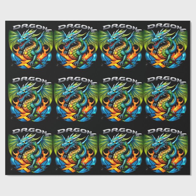 Paper Dragon fly gift wrap Presentpapper (Platt)