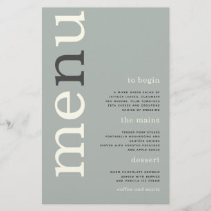 PAPER Enkel Sage Elfenbens Typografi Bröllopsmen Flygblad