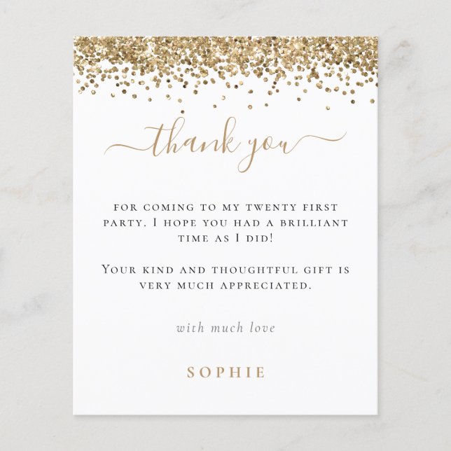 PAPER | Guld Glitter Foto 21:a Fests tack Flygblad (Framsidan)