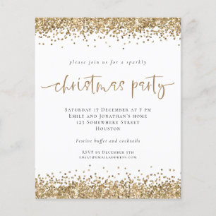 PAPER   Guld glitter skript julfest inbjudan Flygblad