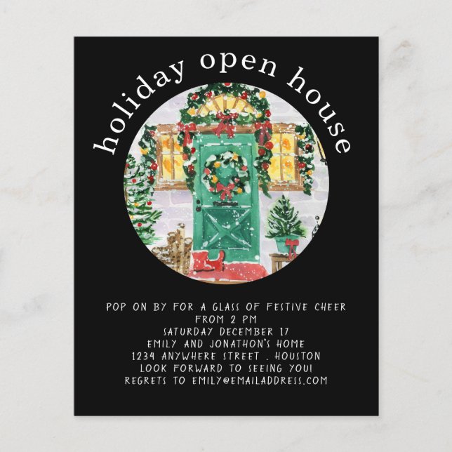 PAPER | Holiday Open House Party Svart Flyer (Framsidan)