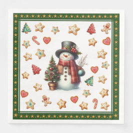 Paper Napkin Dinner Snowman and Christmas Cookies Pappersservett