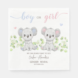 Paper Napkin för Koala Gender Reveal Party. Pappersservett