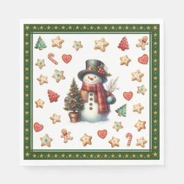 Paper Napkin Lunch Snowman and Christmas Cookies Pappersservett