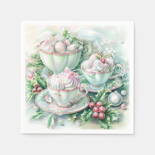 Paper Napkin-Pink Victorian Christmas Pappersservett (Framsidan)