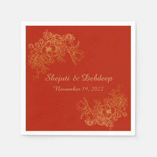 Paper Napkin with Elegant Red & Gold Pappersservett