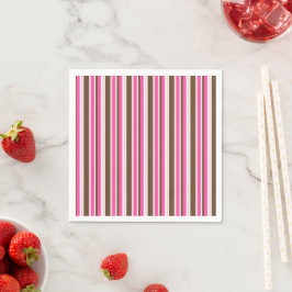 Paper Napkins, Brown & Pink Stripe Pappersservett