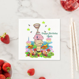 Paper Napkins, Happy Birthday Pink Cupcake Pappersservett