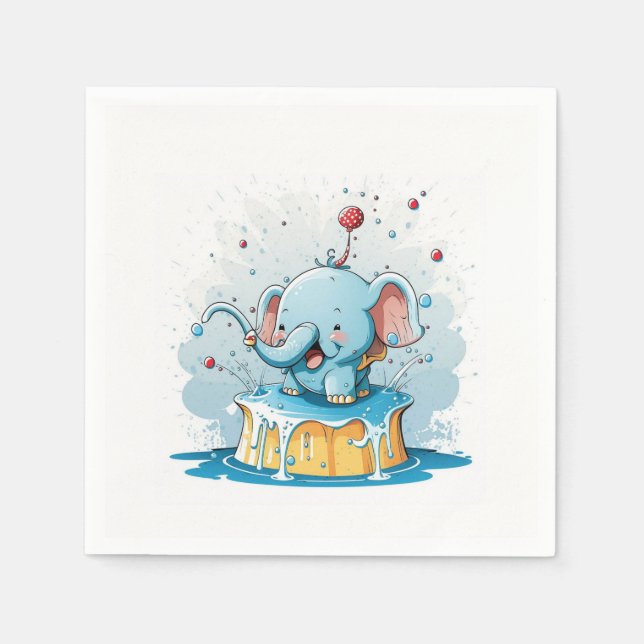 Paper Napkins Happy Blue Elephant  Pappersservett (Framsidan)