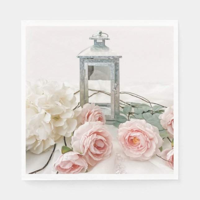 Paper Napkins: Lovely Pink Peonies and Roses Napki Pappersservett (Framsidan)