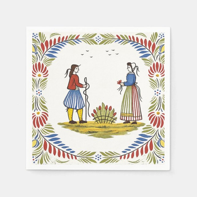 Paper Napkins Luncheon Quimper Pappersservett (Framsidan)