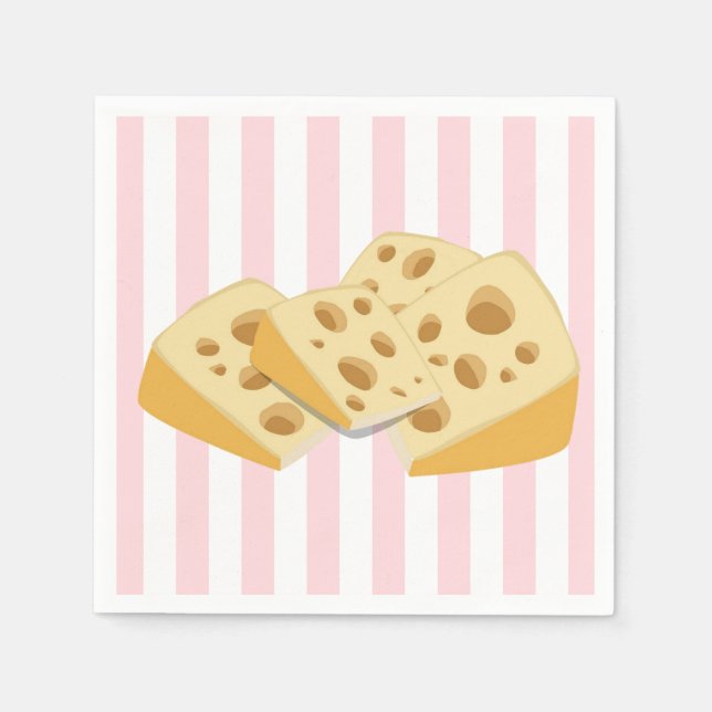 Paper Napkins Pink & White Stripe Cheese  Pappersservett (Framsidan)