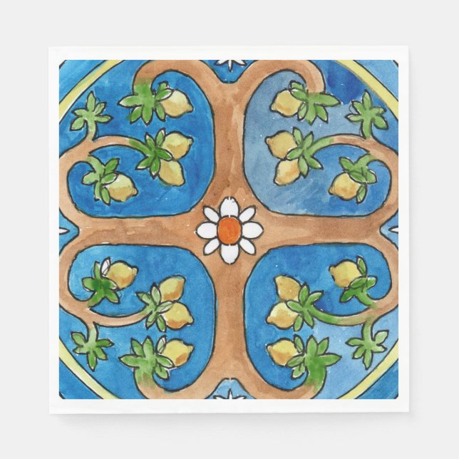 Paper party napkins with lemon tree design pappersservett (Framsidan)