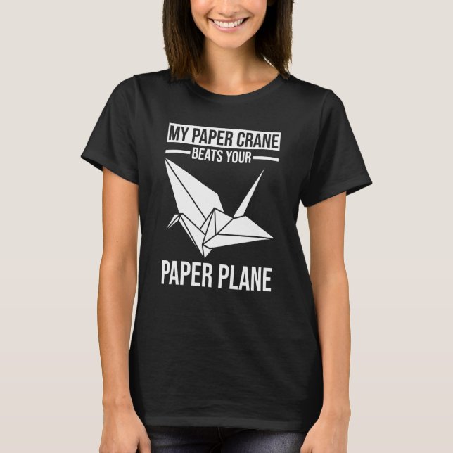 Paper Plane Paper Crane Origami T Shirt (Framsida)
