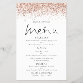 PAPER Roséguld Glitter Skrift Bröllopsmeny Flygblad