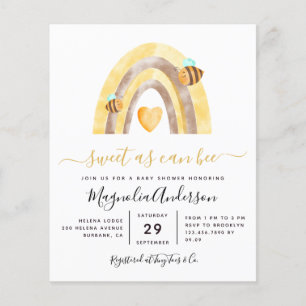 PAPER Sött som Can Bee Baby Shower Inbjudan Flygblad