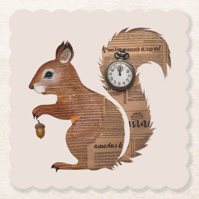 Paper Squirrel Coaster Underlägg Papper (Framsida)