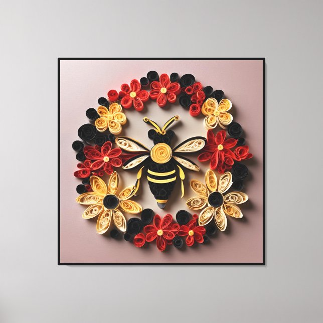 Papercraft Quilling Bee and Floral Design  Canvastryck (Framsida)