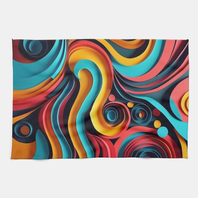 Papercut Colorful Vågar Artwork Kökshandduk (Horisontell)