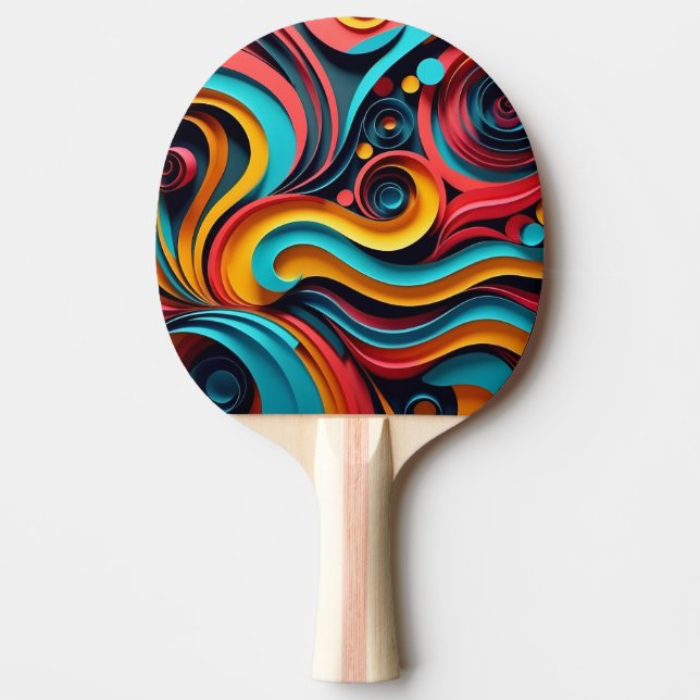 Papercut Colorful Vågar Artwork Pingisracket (Framsidan)