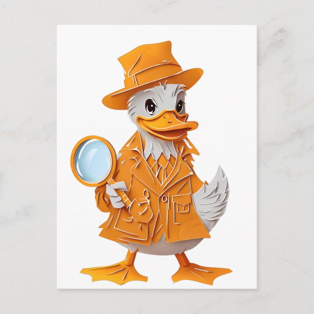 Papercut Detektiv Anka i Orange Kostym vykort (Framsida)