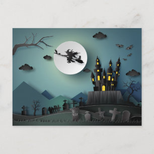 Papercut Halloween House, Witch, Graveyard Scene Vykort