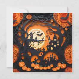 Papercut Halloween Scene Inbjudningar