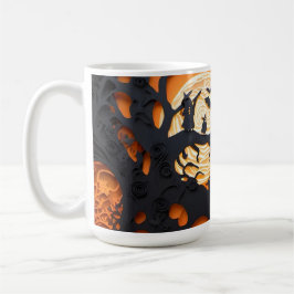 Papercut Halloween Scene Kaffemugg