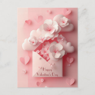Papercut Heart och Flowers Valentines Hälsning Vykort