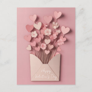 Papercut Heart och Flowers Valentines Hälsning Vykort