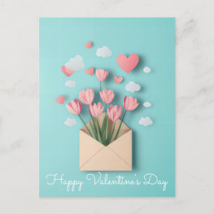 Papercut Hearts and Flowers Valentines Hälsning Vykort